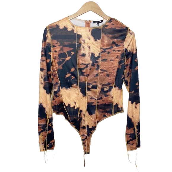 Fashion Nova Drip Splash tie dye bodysuit in rust combo size 2X - Picture 2 of 14